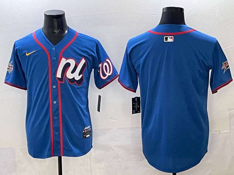Men 2025 Washington Nationals blank blue Nike jersey style 45->new york mets->MLB Jersey